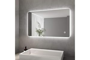ELEGANT Specchio Parete LED da Bagno, 100 x 60 cm Parete LED Specchio con Anti-Appannamento Dispositivo, Impermeabile IP44