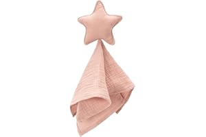 ZIGJOY Couverture de sécurité pour bébé Mousseline de Coton Nouveau-né Consolateur Doudou bébé pour Filles garçons Unisexe Grand Cadeau pour Tout-Petits Enfants Étoile Rose