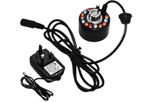 FiTspi Ultrasonic Mist Maker Fogger Air Humidifier DIY 24V 12 LED Light Water Fountain Pond Atomizer with Power Adapter for Christmas, Halloween, Party