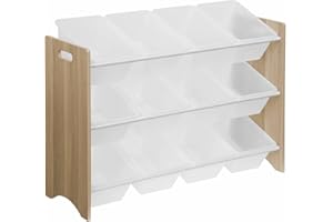 ALICE'S HOME sweeek - Mueble de almacenaje para niños con 12 Compartimentos - Tobias - MDF, Madera Natural, An 84 x Pr 29,5 x Al 60cm