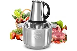 JOPWUE Hachoir Électrique Avec Bol Acier Inox 5L, Hachoir à Viande 500W Avec 5 Lames En Inox,Robot Mixeur Petit Avec 3 Niveaux De Vitesse,Pour Hacher Viande, Oignon,Oeufs, Jus D'orange, Pâte (B)