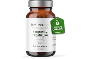 ‎KRÄUTERMAX. NEU! Bittermelone Kapseln hochdosiert 500mg | natürlich & vegan | Reiner Bittermelonen-Extrakt der Momordica charantia - Bittergurke nach Kräutermax Manier | Naturprodukt | 1 x 60 Stück