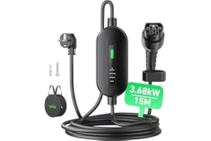 EVJUICION Cargador Coche Electrico Tipo 2 16A, Cable de Cargador EV 3.6kw Portátil, Cargador EV Tipo 2 Rapida, IP67, IEC 62196-2, EV Cargador de Coche Eléctrico Tipo 2 con Bolso (15M)