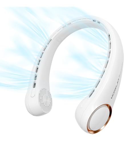 Ventilateur De Cou Rechargeable USB Hsthe Sea - 3 Vitesses, Léger, Écran LED, Pour Bureau Et Voyage (Blanc)