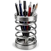Orret Home Metal Spiral Kalemlik, Paslanmaz &Ccedil;elik Yay Tasarımlı Masa&uuml;st&uuml; Kalemlik, G&uuml;m&uuml;ş Ofis Kalem Tutucu, Modern Masa D&uuml;zen