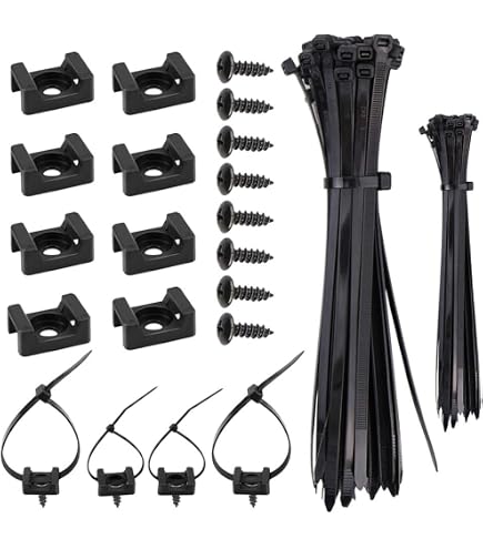 sourcing map 50pz Plastica Nera R Tipo Clip Cablaggio Morsetto