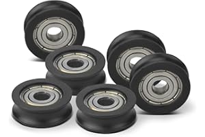 Biglumin 6 cuscinetti 5 x 20 x 7 mm, ruote scorrevoli per zanzariere, ruote per finestre scorrevoli per porte scorrevoli, finestre scorrevoli e zanzariere, acciaio inossidabile e POM, nero