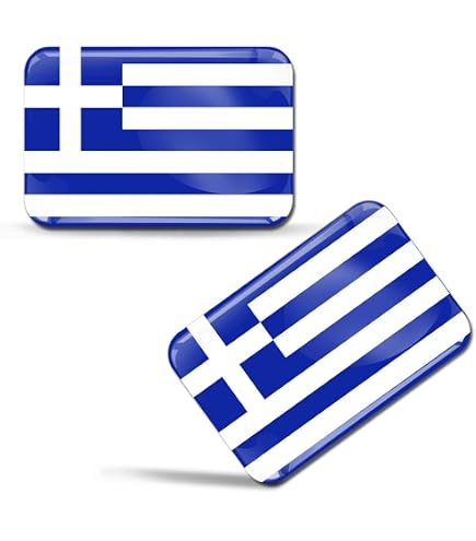 Autocollant Drapeau Grèce Hellas - Vinyle Imperméable 18x4cm, Résistant Aux Intempéries, Pour Voiture, Vitre, Casque - 10