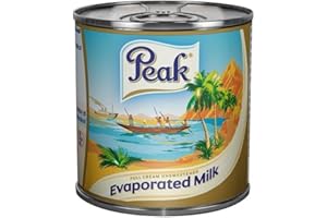 Peak Evaporated Milk – Full Cream – Rich & Creamy Texture for Tea, Coffee, Desserts & Cooking – Perfect for Baking, Sauces & Beverages – Long Shelf Life – 170g Tin