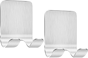 Bolatus 2 Stück Rasierer Halterung Dusche, Haken Selbstklebend Rasierhalter Dusche Edelstahl Klebehaken, Handtuchhaken ohne bohren, Badezimmer Haken Wandhaken Silber