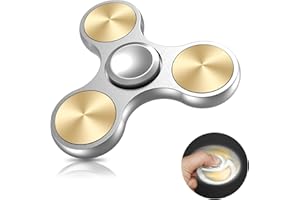 Coolden Fidget Spinner Metall Fidget Toys EDC Hand Spinner Hochwertig Angst Anti Stress Relief Spielzeug Geschenk für Kinder Erwachsene Edelstahl Leiser Fingerkreisel für Büro Schule Gold Silber