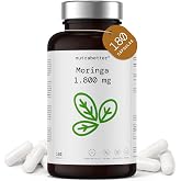 Moringa Oleifera Pure High Dose 1800mg | 180 Vegan Capsules for 3 Months Supply | Superfood Natural Source of Minerals, Vitam