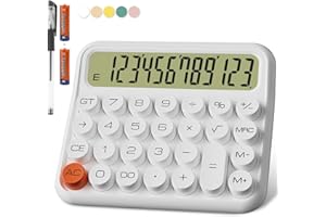 Calcolatrice Da Tavolo Per Ufficio, DECKLIT Batteria Calcolatrice Grande Universitaria a 12 Cifre, Ampio Display Chiaro, Grandi Pulsanti Facili da Premere(Bianco)