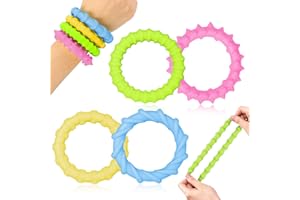 Diyxisk Kauarmband für Kinder, 4 Stücke Anti Stress Armband, Elastizität Sensorik Spielzeug, Anti Stress Spielzeug Kinder, für Autistische Kind und Erwachsene mit Besonderen Bedürfnissen