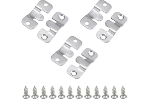 COACOM 6 soportes de montaje a ras de acero inoxidable, 12 tornillos, perchas ocultas entrelazadas, para cabeceros, espejos de maquillaje, armarios y marcos de fotos