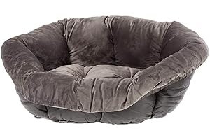 Ferplast Cuscino per Cuccia Cane e Gatto SOFA' PRESTIGE 4, in Velluto, Materassino Cuscino Imbottito per Lettino per Cani Gatti da Interno, Ricambio per Cesta in Plastica Cani Gatti, Lavabile, 64 x 48 x h 25 cm, Grigio