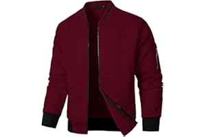 WAZHAKU Dünne Herbstjacke Herren Leicht Bomberjacke Dünne Blouson Stehkragen Business Casual Blouson Jacke mit Taschen Lässig Herbst Winter Casual Übergangsjacke Fliegerjacke Freizeitjacke