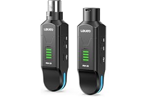LEKATO 2,4 GHz Funkmikrofonsystem, XLR Sender Empfänger, 48V Phantomspeisung, für Kondensator & Dynamische Mikrofone, Plug & Play, 8 Std. Laufzeit, geeignet für PA, Mischpult, Live Auftritte (MW-20)