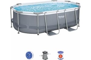 Alice's Garden Kit Piscine Complet BESTWAY – Spinelle Grise – Piscine Ovale Tubulaire 3x2 m. Pompe de filtration et kit de réparation Inclus