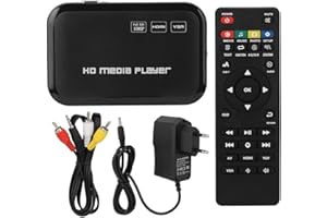 DIYEENI Mini Full HD 1080P Multi Media Player Uscita HDMI/AV, Lettore video audio HD con telecomando e cavo AV, Supporta MMC/SD/MS/SDHC(EU)