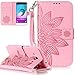Produktbild Neu ISENPENK Samsung Galaxy J3(2016)/J320/J3(2016) Duos/J3(2015) Hülle Leder [Rosa],Blume2 Samsung Galaxy J3(2016)/J320/J3(2016) Duos/J3(2015) Flip Case 3-in-1 Bookstyle Geldbörse Tasche,Muster Standfunktion Schutzhülle Tasche Credit Card Slots Wallet Case Leder