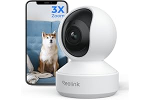 Reolink 4K Indoor Camera with 3X Optical Zoom, Pet Camera, Baby Monitor, Crying Sound Detection, Privacy Mode, Human/Pet Auto Tracking, 2.4/5GHz WiFi 6 Home Security Camera, 8MP Night vision, E1 Zoom