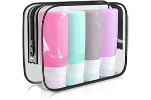 Yordawn Flacons de Voyage en Silicone 4Pcs 85ml/2.9oz Étanches Bouteille de Voyage Rechargeables Sans BPA Contenant Voyage Accessoires pour Huile Solaire Shampooing Gel Douche Lotion Couleur Vive