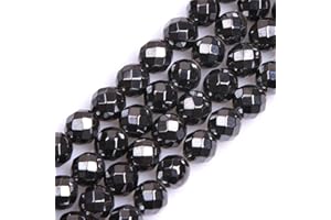 HAAMIIQII 65pcs 6mm Natürliche Schwarze Hämatit Lose Edelstein Perlen Facettiert Runde Abstandsstein Perlen für Schmuck Herstellung DIY Armband Halskette
