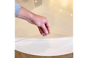 Trente Nappe Transparente Ronde 120 cm Ø – Épaisseur 2mm – Protection de Table Anti-Tache avec Bords Inclinés – Toile Cirée Lavable et Résistante – Nappe Plastique pour Intérieur et Extérieur