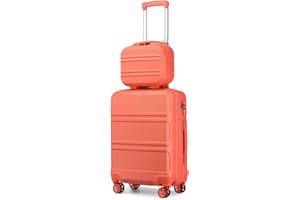 Kono Luggage Sets of 2 Piece Lightweight 20 inch ABS Hard Shell Travel Carry on Suitcase with TSA Lock + 12 inch Portable Hand Cabin Case (Coral Pink)