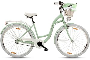 ‎GOETZE Goetze Style 26 Zoll Citybike, 17 Zoll Tiefeinsteiger Rahmen, 3-Gang Nabenschaltung, Rücktrittbremse, V-Bremse vorne, LED-Beleuchtung, Rattankorb, Komfortsattel, mit Seitenständer & Klingel