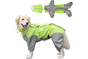 DISNACE Raincoat for Dogs, Dog Raincoat, Waterproof Dog Coat with Hood, Lightweight Rain Jacket Dog Suitable for Medium and Large Dogs, Dog Playground and Holidays with Dog, Green (24)