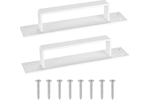 SIGULIKEJI 2 Pcs Poignée de Porte Blanches, 200mm Poignée de Porte de Grange Coulissante, Poignee de Porte Exterieur Interieur, Traction Poignée de Porte Coulissante pour Armoires Cuisines Garages Meubles