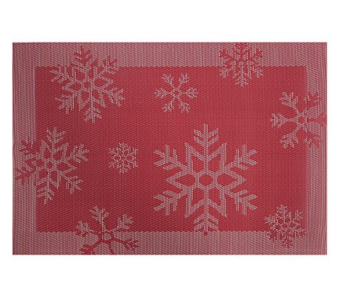 Deconovo Platzdeckchen Tischsets Stoff Platzmatten Kunststoff 30×45 cm Rot Weiß 4er set - 7