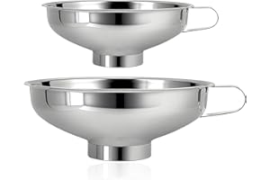 LUCYSTUDIO Acier Inoxydable Entonnoir de Confiture 2pcs Entonnoir de conserve cuisine pour le transport de Liquides Huiles Poudres Haricots et Confitures