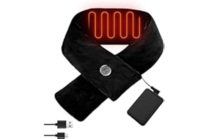 MARAISS Heated Scarf with 5000mAh Power Bank, 3-Level Adjustable Heating, Light Control, Keeps Neck Warm, Winter Scarf for Men, Women & Kids, Great Gift for Outdoors, Motorcycling, Camping, Black