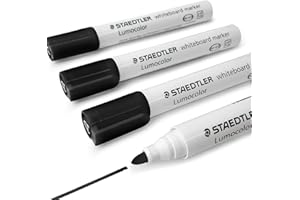 Staedtler Lumocolor Whiteboard Marker Pens 351 - Dry Erase Correction Pen - Bullet Tip - Pack of 4 x Black