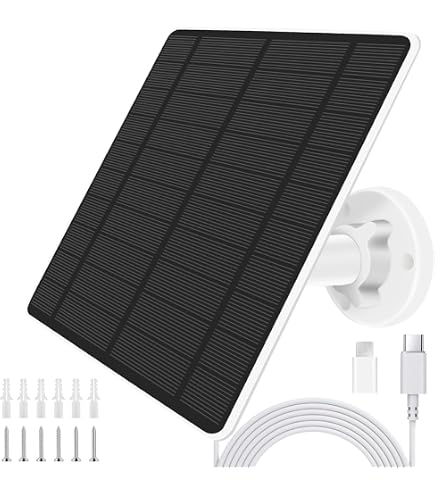Panneau Solaire 3.3W USB Type-C - Pour Caméras Arlo, Ring, Eufy, Blink - Noir, 3m Câble