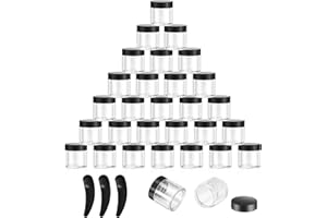 HAOCHEN 30 Stück leer Cremegläser mit Deckel, Mini Kosmetikgläser Behälter, 10 ml Lippenbalsam Gläser Dosen mit 3 Stück Mini Spatel, Reise Stichprobe Behälter gesetzt für Nail Art, Creme - Schwarz