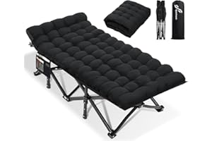 SPORTNEER lit de Camp avec Matelas pour Adultes, 71/81cm lit de Camp Pliable 1 Personne Charge Jusqu'à 204 Kg pour Camping, Les Voyages, la Maison, Jardin