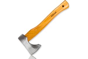 Xforst Axt TA5 – Handbeil 36 cm mit poliertem Kopf aus geschmiedetem Kohlenstoffstahl & Hickorystiel | Wikinger Beil für Holz, Garten & Outdoor