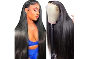 RXY Straight Perruque Femme Naturelle Perruque Bresilienne Cheveux Humain Transparent HD 13x6 Lace Wig Human Hair for Women 10A Brazilian Virgin Transparent Glueless Wig Human Hair 20 Pouces(51cm)