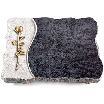 Grabplatte Wave Aus Orion-Granit 40x30x5 Cm Inkl. Gravur & Ornament