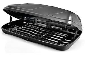 TANGZON Car Roof Box, Large Roofbox with Locking System & Single/Dual-Side Opening, Waterproof Hard Rooftop Cargo Carrier for Tents Bags Luggage, Fits Most Cars(400L,157 x 76 x 35cm,Grey)