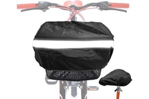 COSYSPARKS Housse de Pluie pour paniers de vélo, Pack 2 Housse Panier Vélo Imperméable Housse Pluie avec Housse siège vélo Noir étanche pour Panier vélo