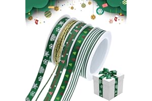 SRXWO Weihnachten Geschenkband Breit, Grün Schleifenband Satinband Dekoband Weihnachtsbänder zum Basteln, Ripsband Weihnachtsband mit Draht 10mm Stoffband für Geschenke Kranz Weihnachtsbaum Weihnachtsdeko