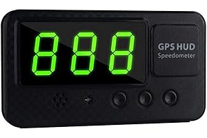 QOTSTEOS Tachimetro universale con display GPS Head Up Display per auto parabrezza proiettore velocità digitale MPH sopra l'allarme accelerazione, GPS tachimetro allarme sovravelocità(nero)