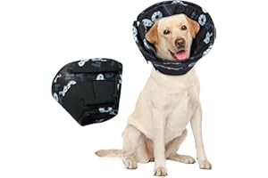 Hjumarayan Collare Elisabettiano Cane Morbido - Cono per Cani Collare Protettivo per Cani, Collari Elisabetta Cane per Recupero, Post Operatorio (Nero XL)