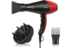 GRT PRO Asciugacapelli Professionali Ionico 2400W AC-Motor Phon per Capelli con Diffusore Phon Professionale 40 Milioni di Ioni Negativi Parrucchiere Casa, 3 Temperature 2 Velocità Asciugatura Veloce (nero)
