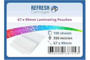 REFRESH CARTRIDGES Laminating Pouches Badge (67x99mm) 350 Micron Pack of 100 Sheets